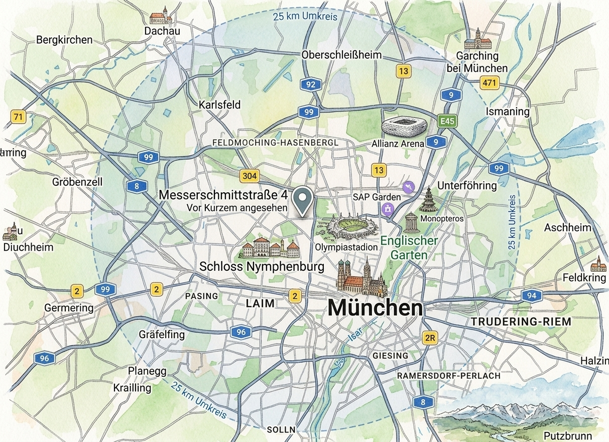 Illustrierte Karte München – Versorgungsgebiet CuraLeo